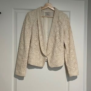 NWOT Ann Taylor Loft size 2 cream blazer.  Beautiful thick lace, with lining.